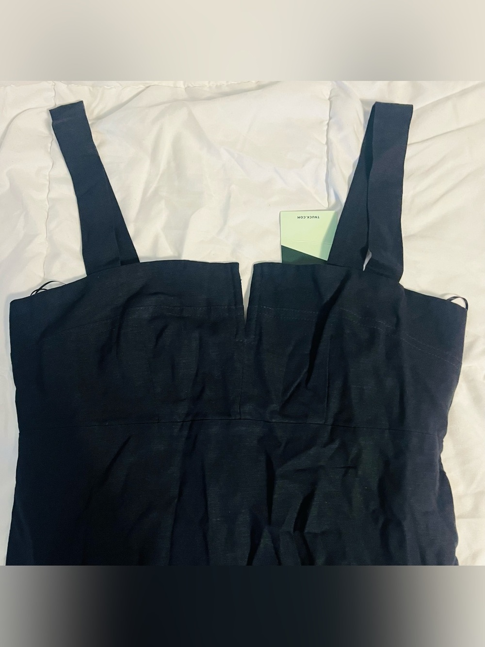 Tuckernuck Navy Embroidered Linen Alma Midi Dress with Cutout Hem (s) - Picture 5 of 11